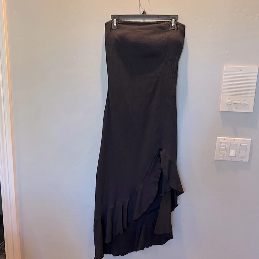 Free People Black Asymmetrical Ruffle High-Low Dress